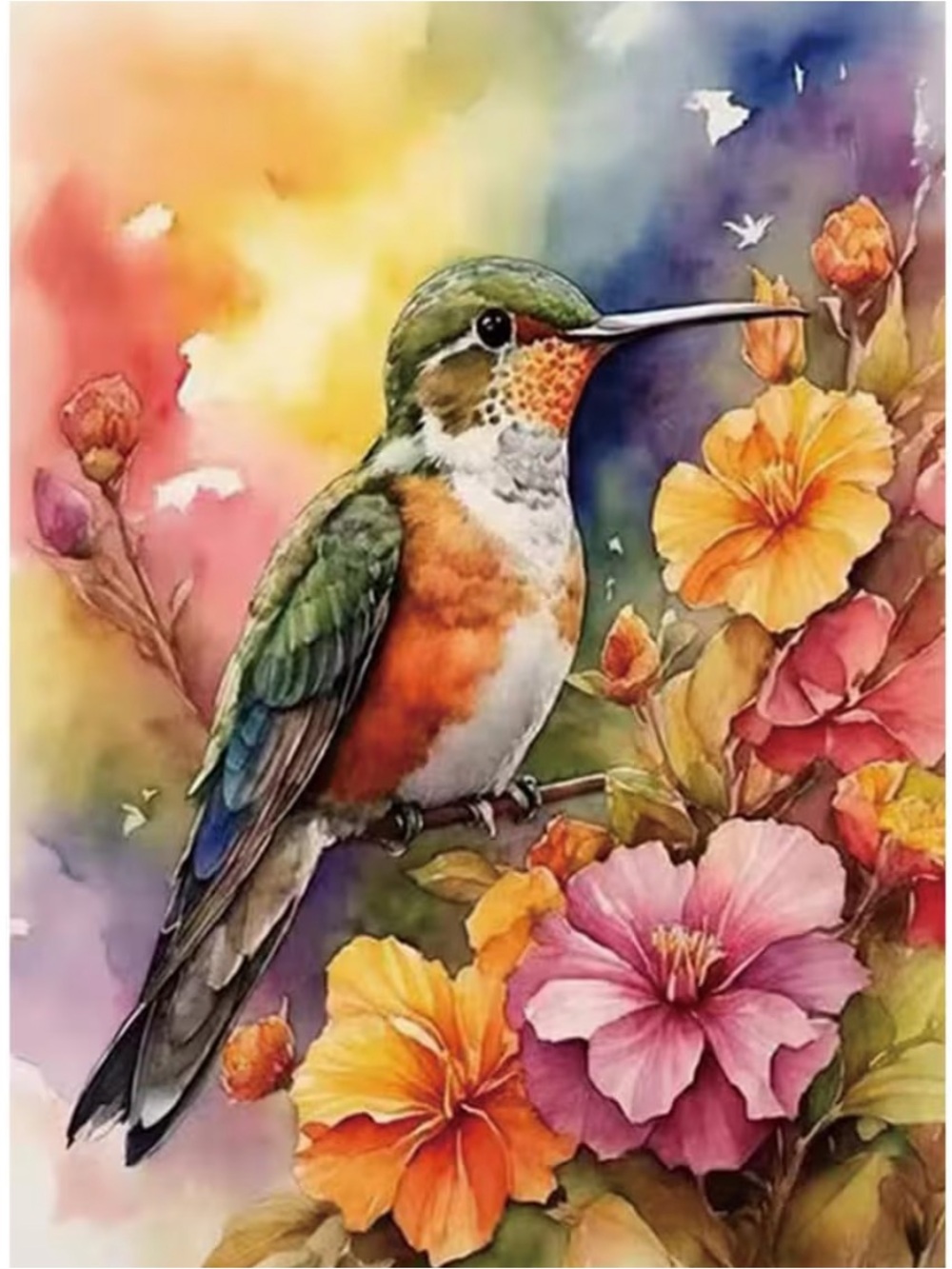 Hummingbird Diamond Art Kit - Green & Orange